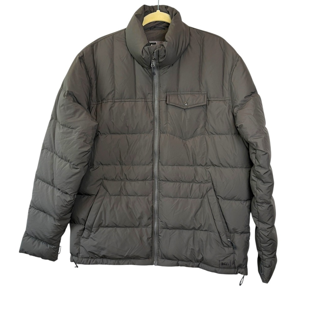 REI Men's Goose Down Puffer Jacket Insulated Warm Winter‎ Coat Gray Size Large
